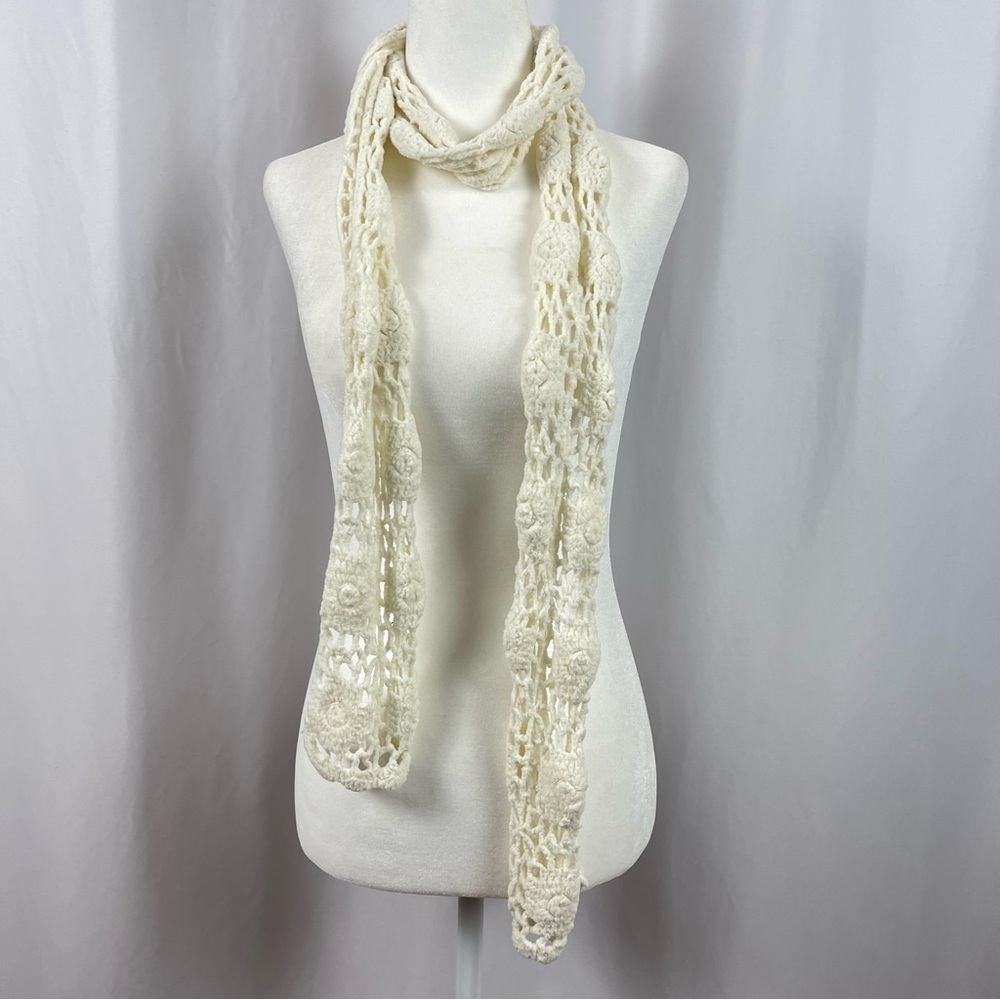 Chenille Knit Boho Crochet Long Scarf Fall Winter Cottagecore